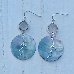 Luvleigh designs / smoky topaz , mother of Pearl & sterling Silver earrings